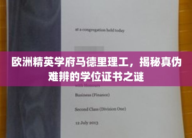 揭开马德里理工精英学府学位证书背后的神秘面纱