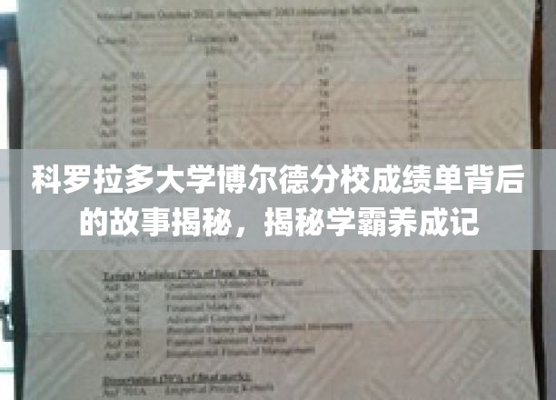 科罗拉多大学学霸秘籍，博尔德分校成绩单背后的成长传奇
