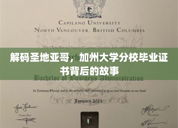 探寻加州大学圣地亚哥分校毕业证书的神秘面纱